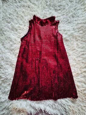 Girls Red Sequin Party Dress